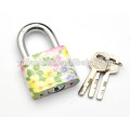 flower painted side round padlock